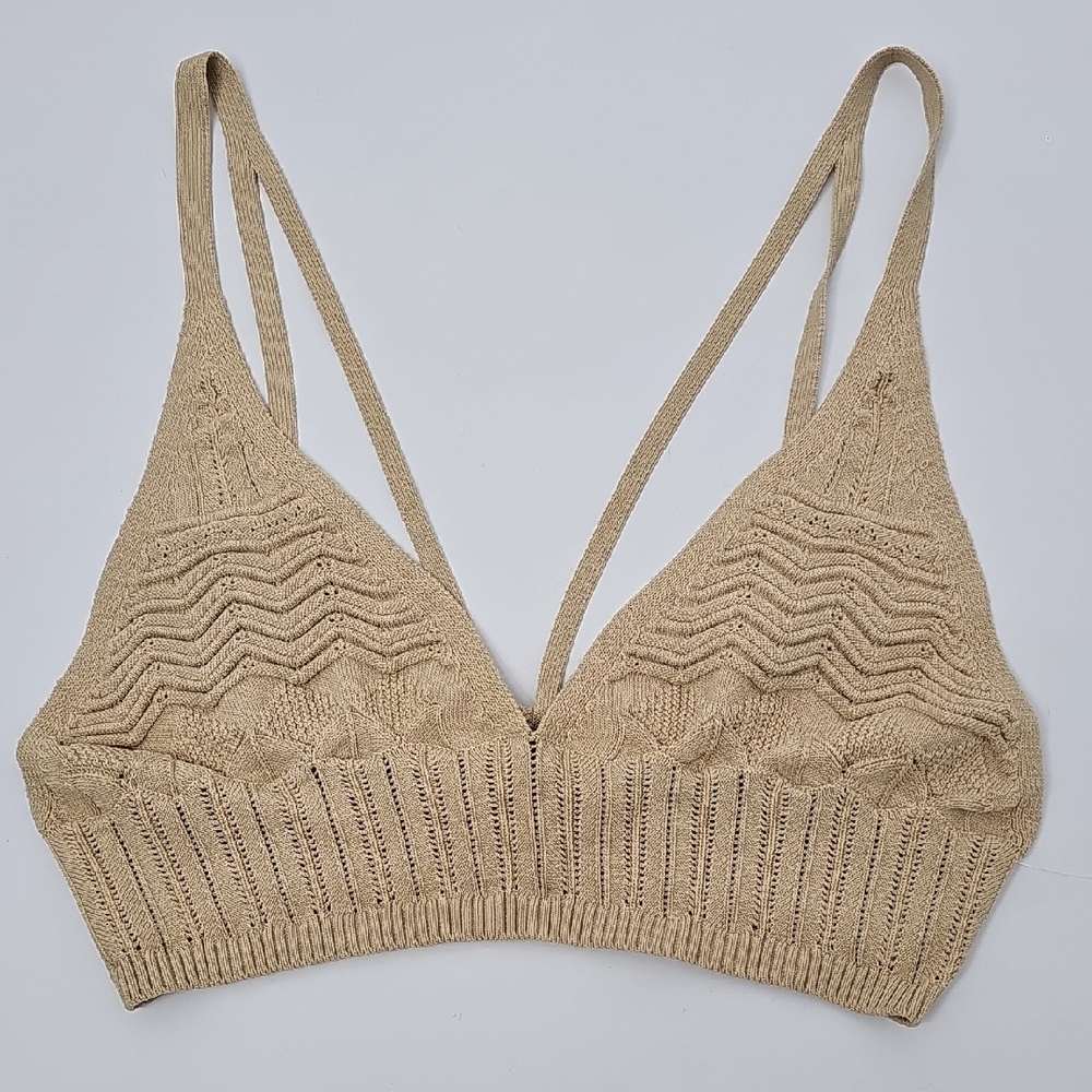 Intimately Free People Beige Knit Bralette Coquette Girl ‎ Feminine Balletcore
